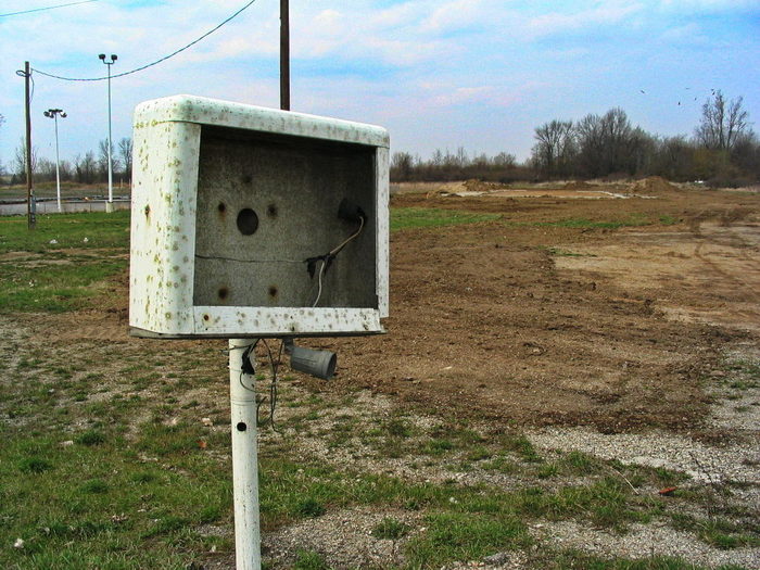 Sky Drive-In Theatre - April 2003 Photo - In Or Out Sign (newer photo)